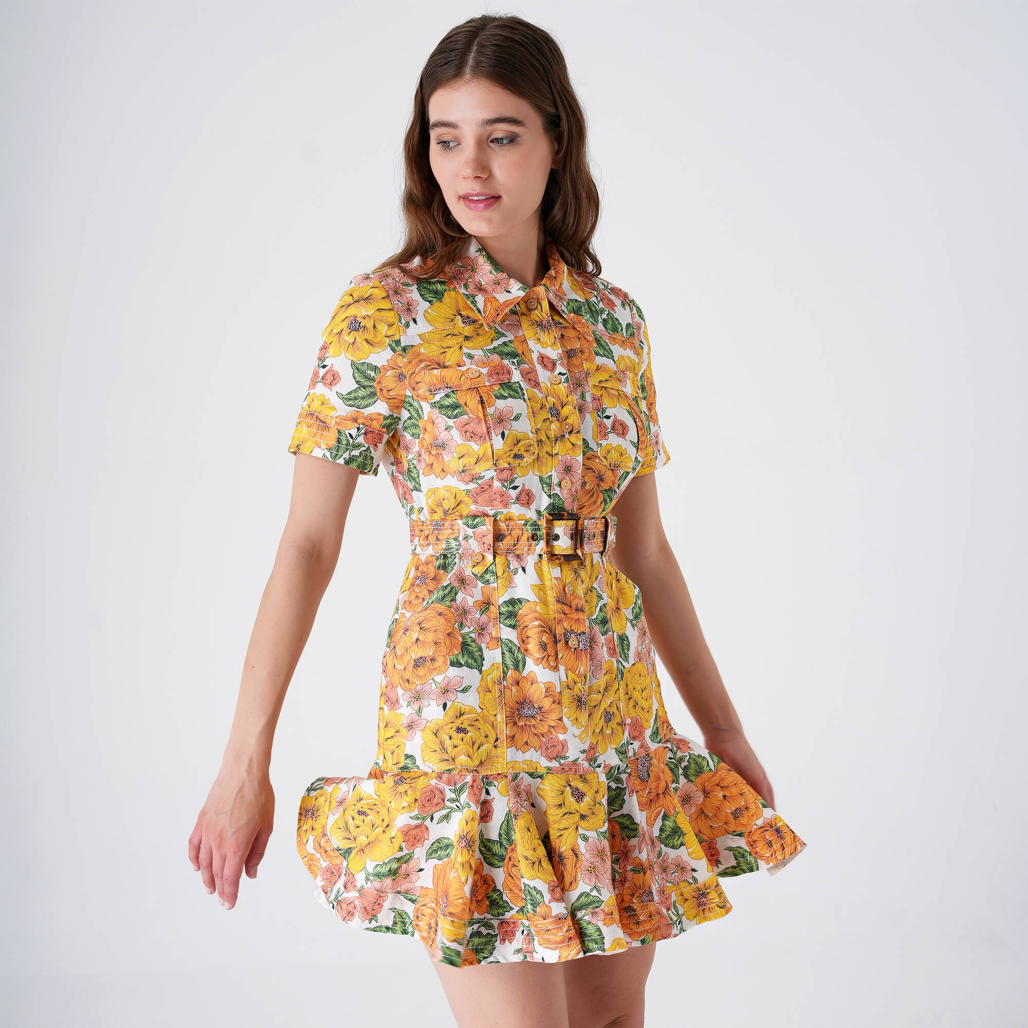 Zimmermann - Yellow&Orange&Green Floral Print With Both Dress